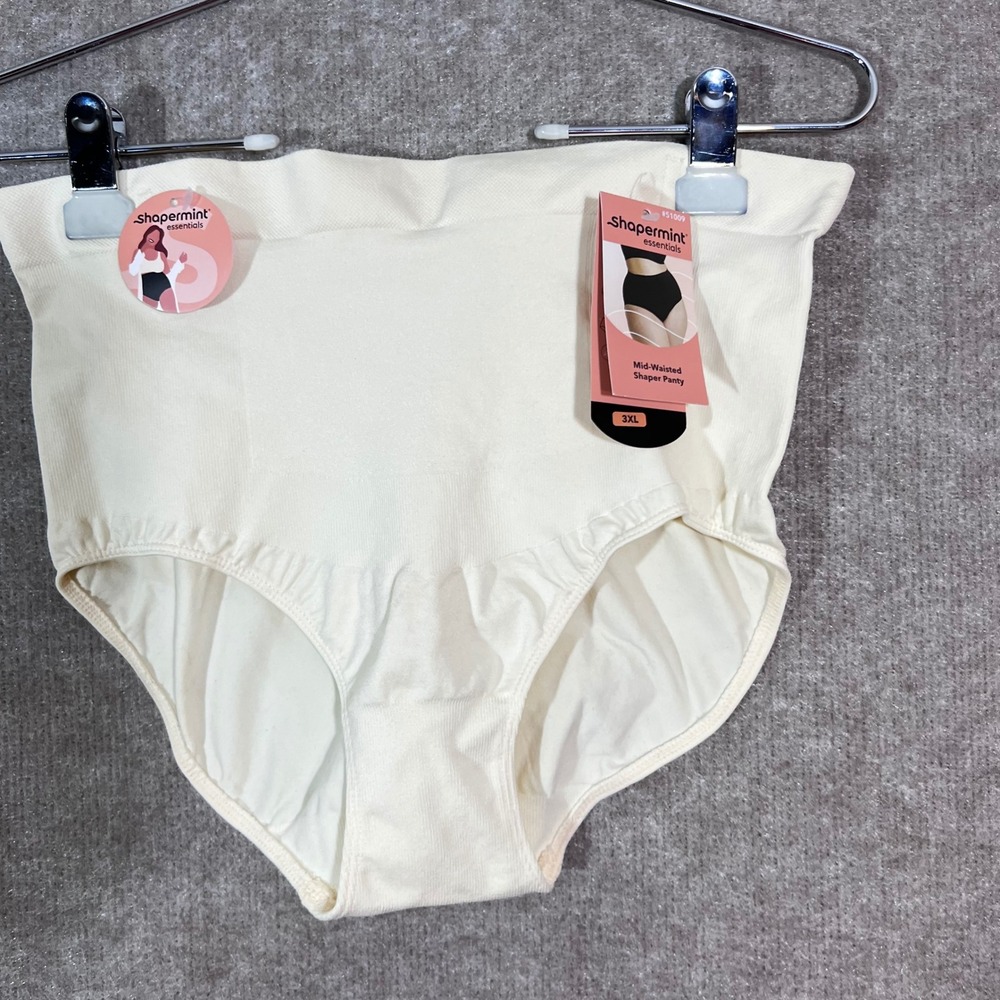 Shapermint Essentials Mid Waisted Shaper Panty Womens 3XL Cream Shapewear New